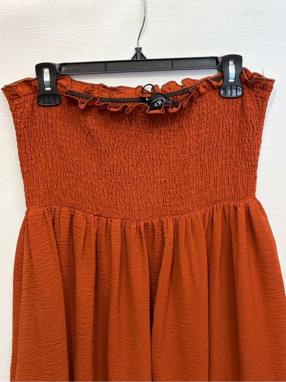 Cider Rust Smocked High-Low Ruffle Dress Large - Picture 2 of 7